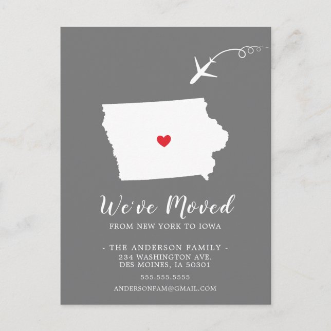 Carte postale IOWA de l'État de déplacement (Devant)