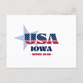 Carte postale Iowa en rouge, blanc et bleu