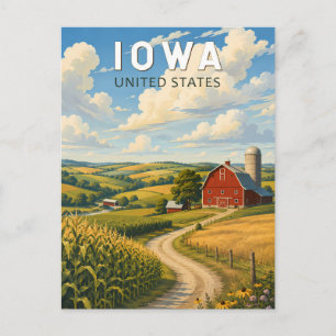 Carte Postale Iowa Illustration Voyage Art Vintage