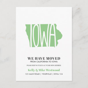 Carte Postale IOWA Nous avons déplacé Nouvelle adresse Nouveau A