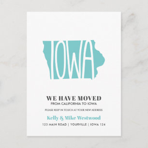 Carte Postale IOWA Nous avons déplacé Nouvelle adresse Nouveau A