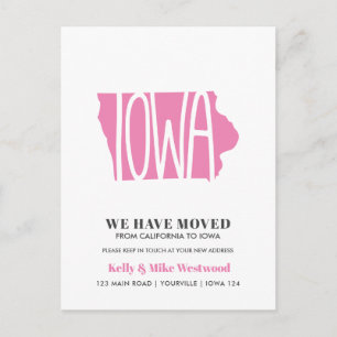 Carte Postale IOWA Nous avons déplacé Nouvelle adresse Nouveau A