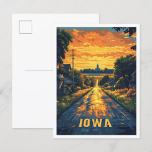 Carte Postale Iowa USA Art Vintage Illustration Voyage