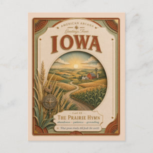 Carte Postale Iowa Vintage Paper Cut American Arcana
