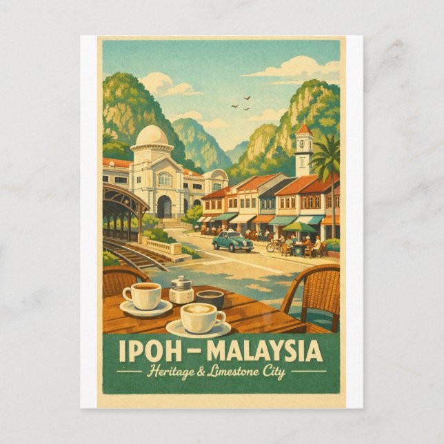 Carte Postale Ipoh City, Malaysia retro travel (Devant)