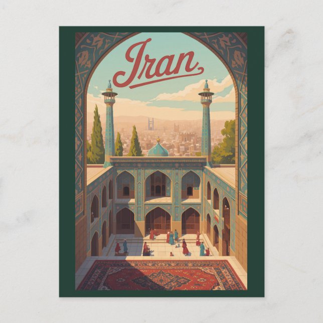 Carte Postale Iran Skyline Illustration Travel Art Vintage (Devant)