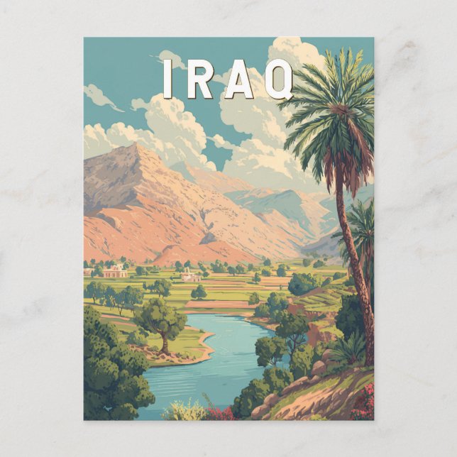 Carte Postale Iraq Illustration Travel Art Vintage (Devant)