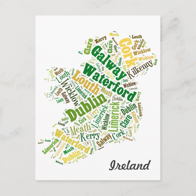 Carte Postale Ireland Cities Word Art (Devant)