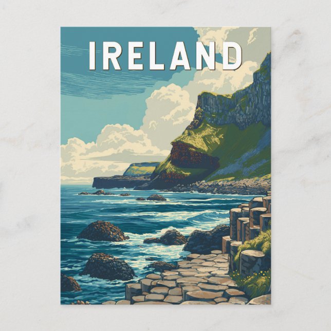 Carte Postale Ireland Illustration Travel Art Vintage (Devant)