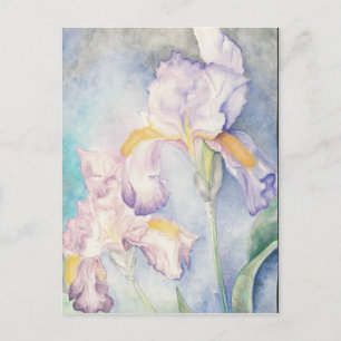 Carte Postale Iris les plus doux Aquarelle florale
