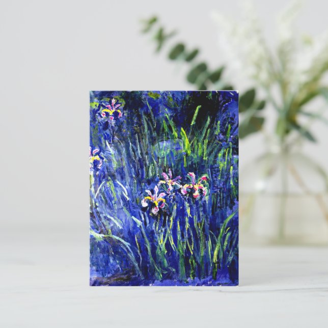 Carte Postale Irises, célèbre peinture de Monet, (Debout devant)
