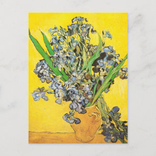 Carte Postale Irises contre l'Arrière - plan jaune Van Gogh Art