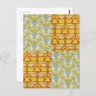 Carte Postale Irises Dragonflies Papillons Art Nouveau