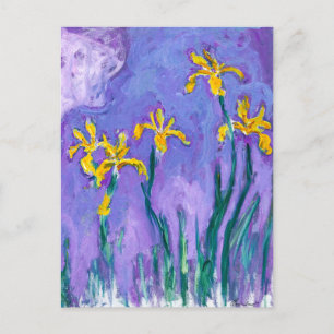 Carte Postale Irises jaunes avec nuage rose   CLAUDE MONET