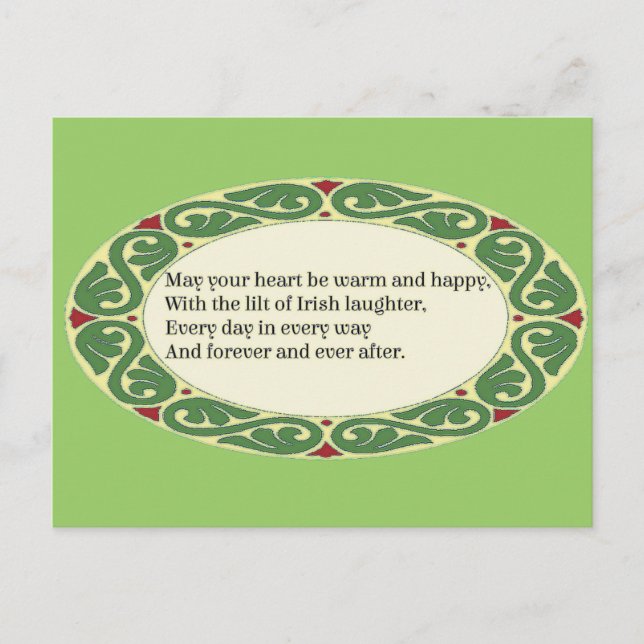 Carte Postale Irish Blessing - Heart be Warm & Happy (Devant)