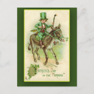 Carte Postale Irish Boy sur Donkey St. Patrick's Day Cards