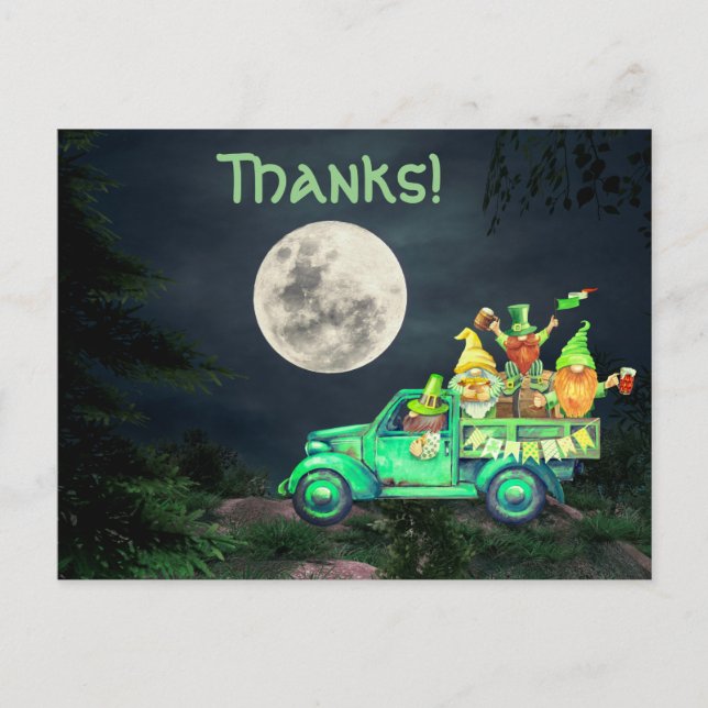 Carte Postale Irish Gnomes et Pleine lune Merci ! Merci (Devant)