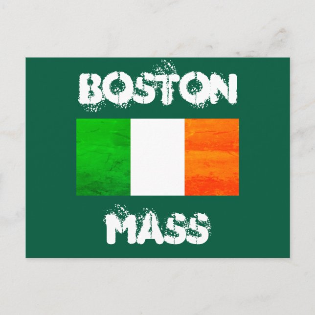 Carte Postale Irish Roots in Boston MA – Bold Flag Graphic (Devant)