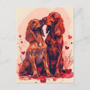 Carte Postale Irish Setter Valentine's day