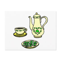 Irish Tea Set St. Patrick's Day Postcard