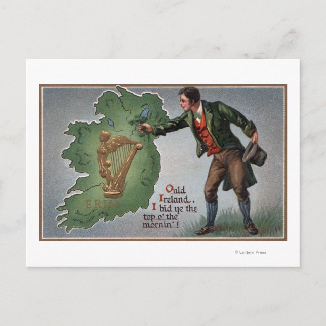 Carte Postale Irishman propose des Shamrocks à l'Irlande (Devant)