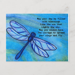 Carte Postale Irlandais Bénédiction Brave Blue Dragonfly Courage