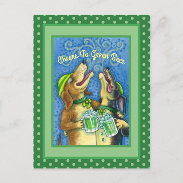 CARTE POSTALE IRLANDAIS HOUND CHIENS, ST. PATRICK'S DAY GREEN BE (Devant)