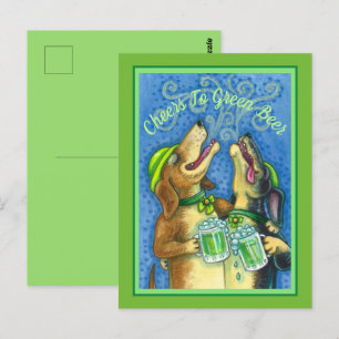 CARTE POSTALE IRLANDAIS HOUND CHIENS, ST. PATRICK'S DAY GREEN BE