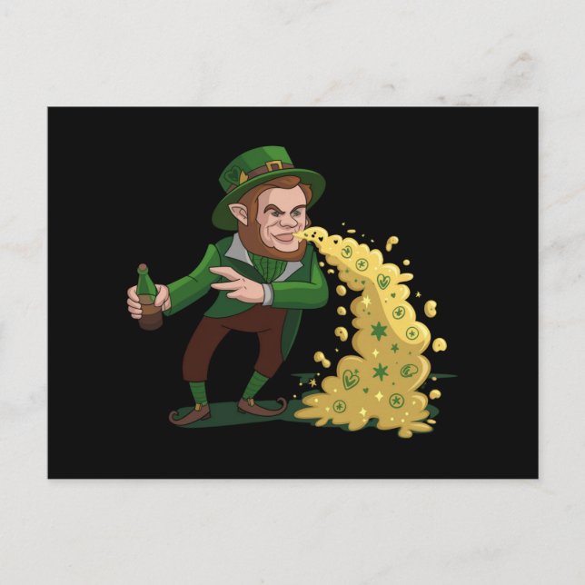 Carte Postale Irlandais Leprechaun Jetant Des Cookies Chanceux D (Devant)