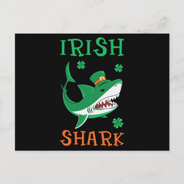 Carte Postale Irlandais Shark Shamrock St Patrick Day (Devant)