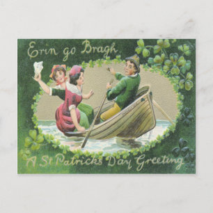 Carte Postale Irlandaise Femme Homme Shamrock