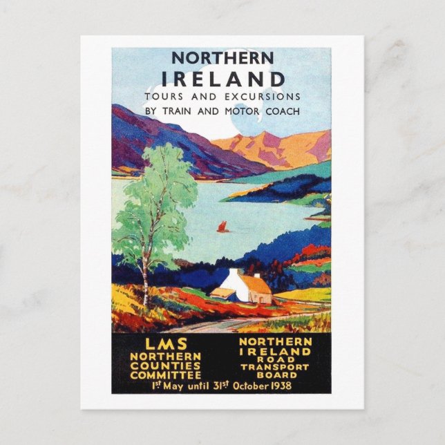 Carte Postale Irlande du Nord, visites de paysages, voyage vinta (Devant)