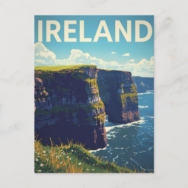 Carte Postale Irlande Falaises de Moher Voyage Rétro (Devant)