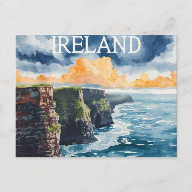 Carte Postale Irlande Falaises de Moher Voyage Rétro (Devant)