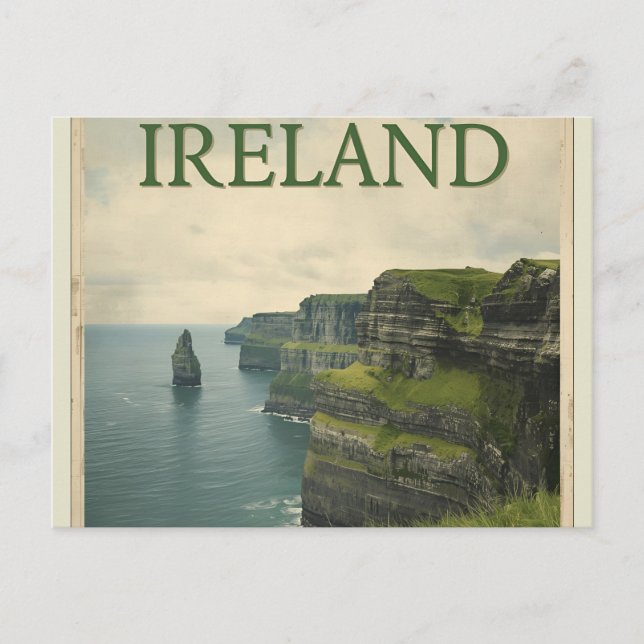 Carte Postale Irlande Falaises de Moher Voyage Rétro (Devant)
