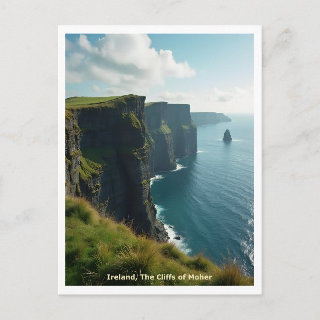 Carte Postale Irlande, Les falaises de Moher, Style Voyage (Devant)