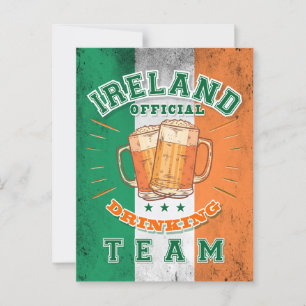 Carte Postale Irlande Official Drinking Team. Bière amusante