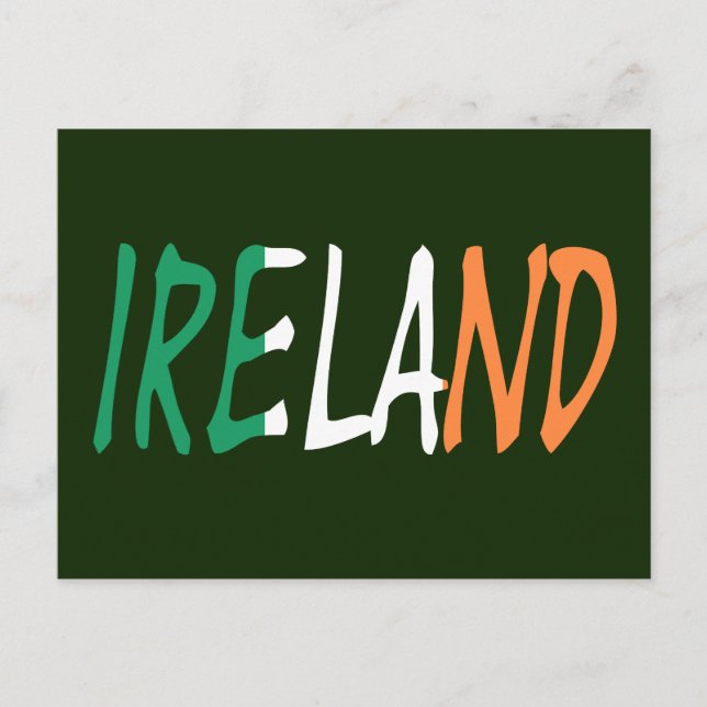 Carte Postale Irlande superposée sur le drapeau irlandais pccnt (Devant)