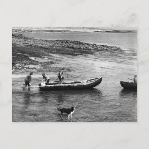 Carte Postale Irlande vintage, bateaux currach de l'île d'Aran