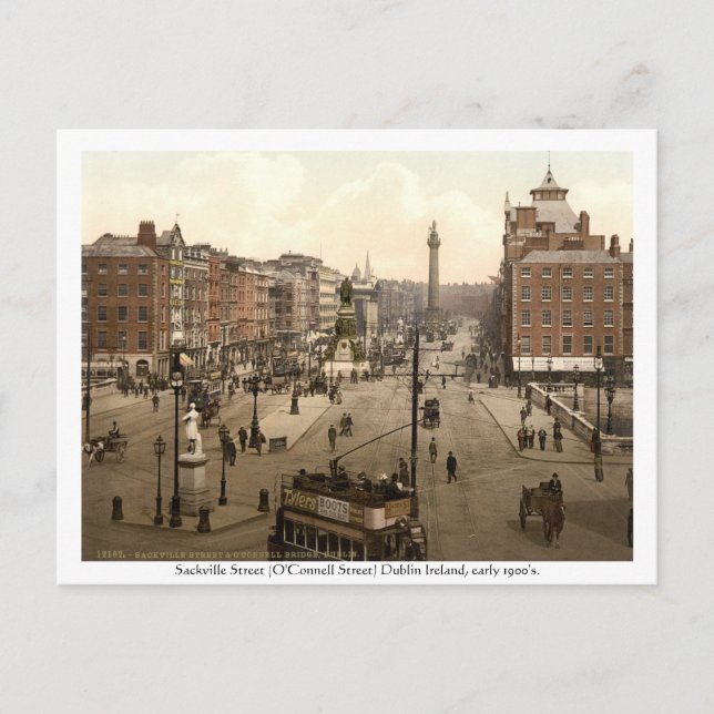 Carte Postale Irlande vintage, Sackville Street Dublin (Devant)