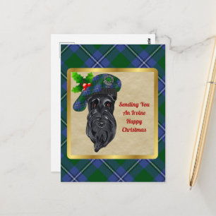 Carte Postale Irvine Clan Badge & Tartan Christmas Postcard