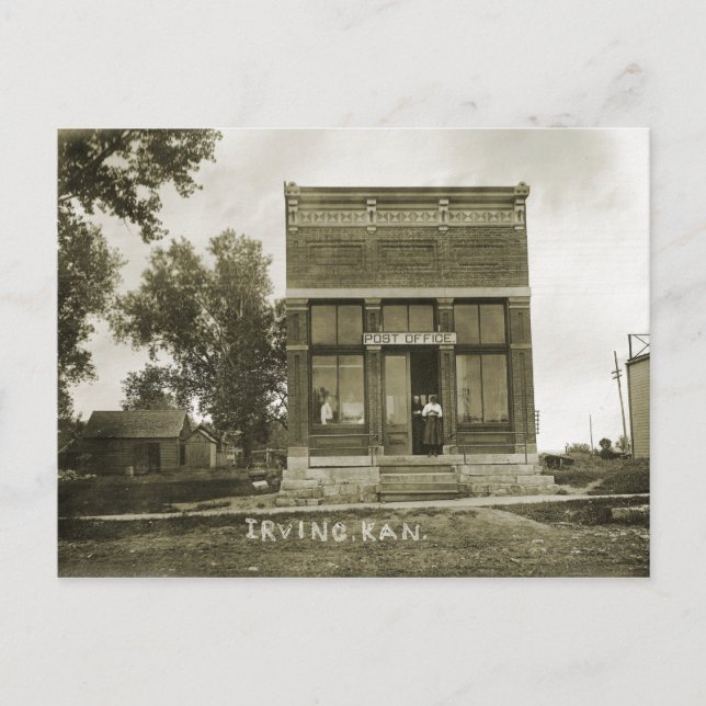 CARTE POSTALE IRVING KANSAS POST OFFICE PHOTO MARSHALL COUNT KS (Devant)