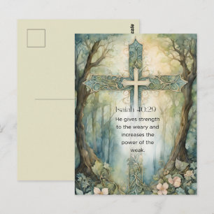Carte Postale Isaïe 40:29 Verset Biblique Croix Chrétienne Encou