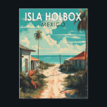 Carte Postale Isla Holbox Mexique Travel Art Vintage<br><div class="desc">Isla Holbox Mexico vectoriel design. Il fait partie de la réserve naturelle de Yum Balam et est séparé du continent par la lagune de Yalahau,  qui abrite des flamants roses et des pélicans.</div>