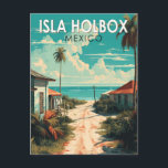 Carte Postale Isla Holbox Mexique Voyage Art Vintage<br><div class="desc">Isla Holbox Mexique conception d'art vectoriel. Elle fait partie de la réserve naturelle Yum Balam et est séparée du continent par la lagune Yalahau,  qui abrite des flamants roses et des pélicans.</div>