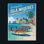 Carte Postale Isla Mujeres Mexique vintage<br><div class="desc">Célébrez la beauté tropicale d'Isla Mujeres, au Mexique, avec cette carte postale de style vintage. Avec ses eaux turquoise, ses plages immaculées et son charme décontracté d'île, ce design saisit l'essence du paradis. Parfait pour les collectionneurs, les voyageurs, ou comme cadeau réfléchi, cette carte postale présente l'allure intemporelle d'Isla Mujeres....</div>