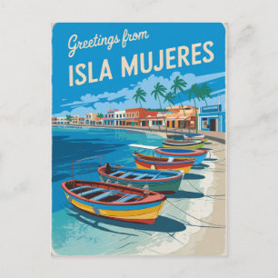 Carte Postale Isla Mujeres Mexique Vintage