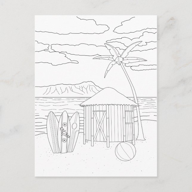 Carte postale Island Tiki Hut pour adultes (Devant)