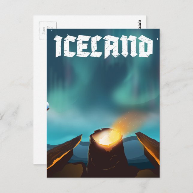 Carte Postale Islande aurora borealis (Devant / Derrière)