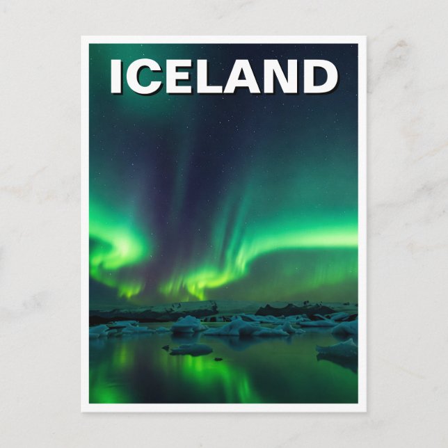 Carte Postale Islande Aurora Northern Lights Travel (Devant)